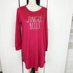 Rae Dunn NWOT Jingle Bells Christmas Holiday Night Gown Pajamas Red Size Medium